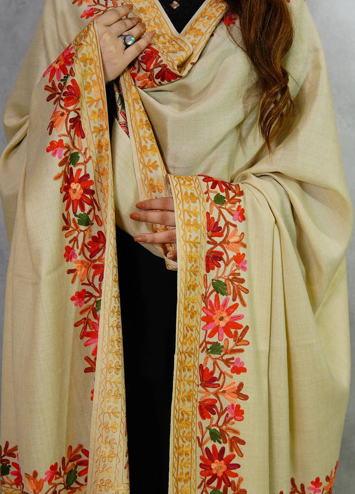 Sanaulla Exclusive Range Pashmina Shawl KPS D-4 Fawn 4 - Winter Collection