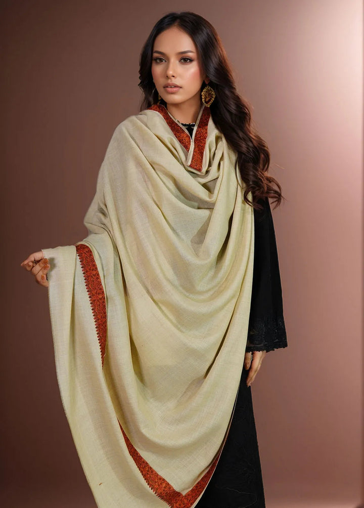 Sanaulla Exclusive Range Pashmina Shawl KPS D-41 Cream - Winter Collection