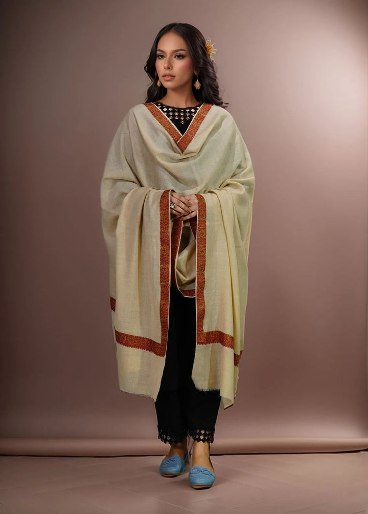 Sanaulla Exclusive Range Pashmina Shawl KPS D-41 Fawn - Winter Collection