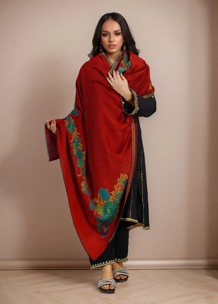 Sanaulla Exclusive Range Pashmina Shawl KPS D-42 Red 1 - Winter Collection