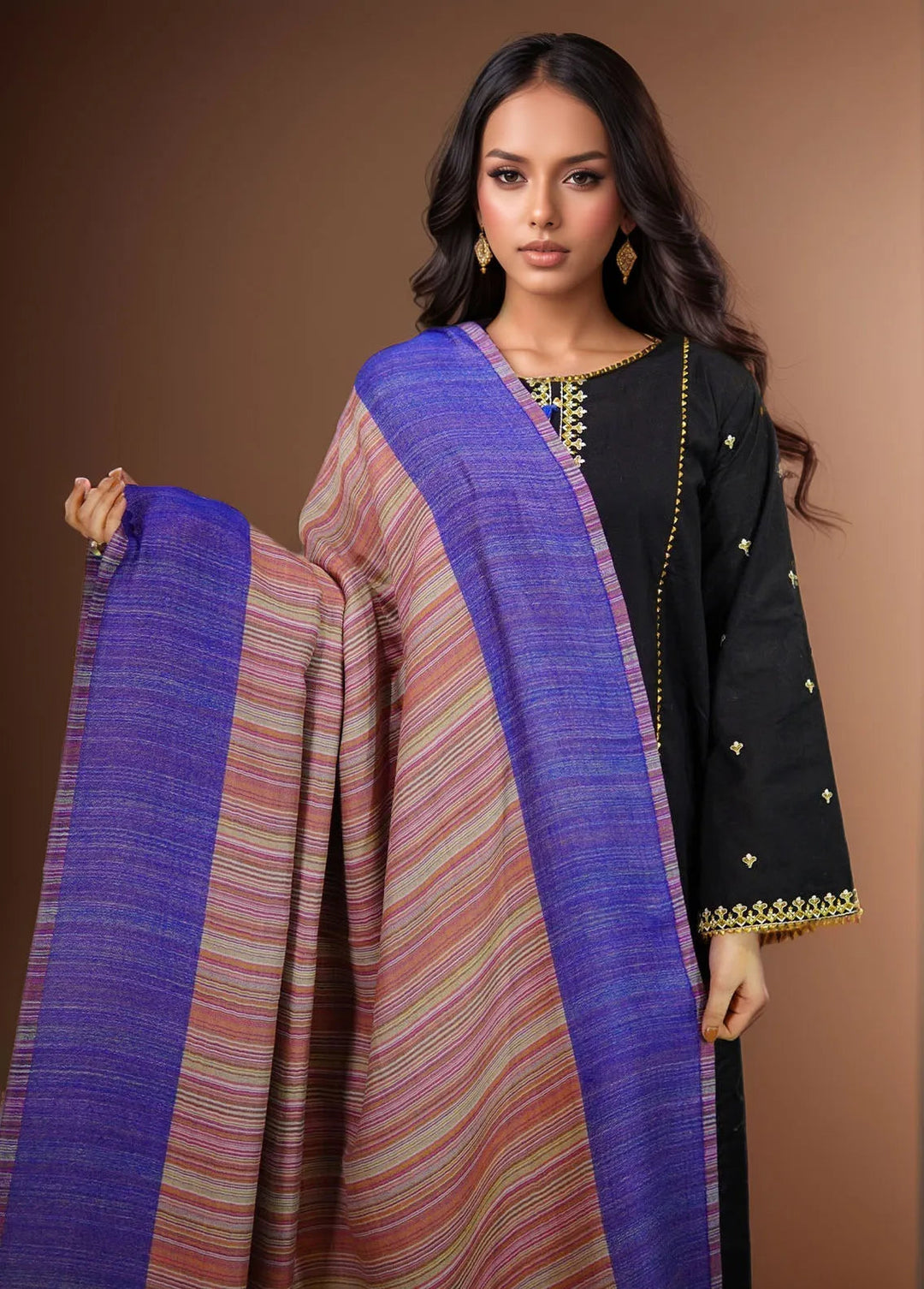 Sanaulla Exclusive Range Pashmina Shawl KPS D-43 Multi 5 - Winter Collection