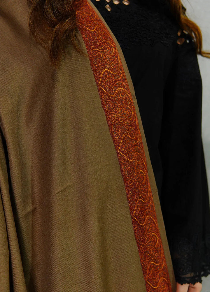 Sanaulla Exclusive Range Pashmina Shawl KPS D-45 Dark Brown - Winter Collection