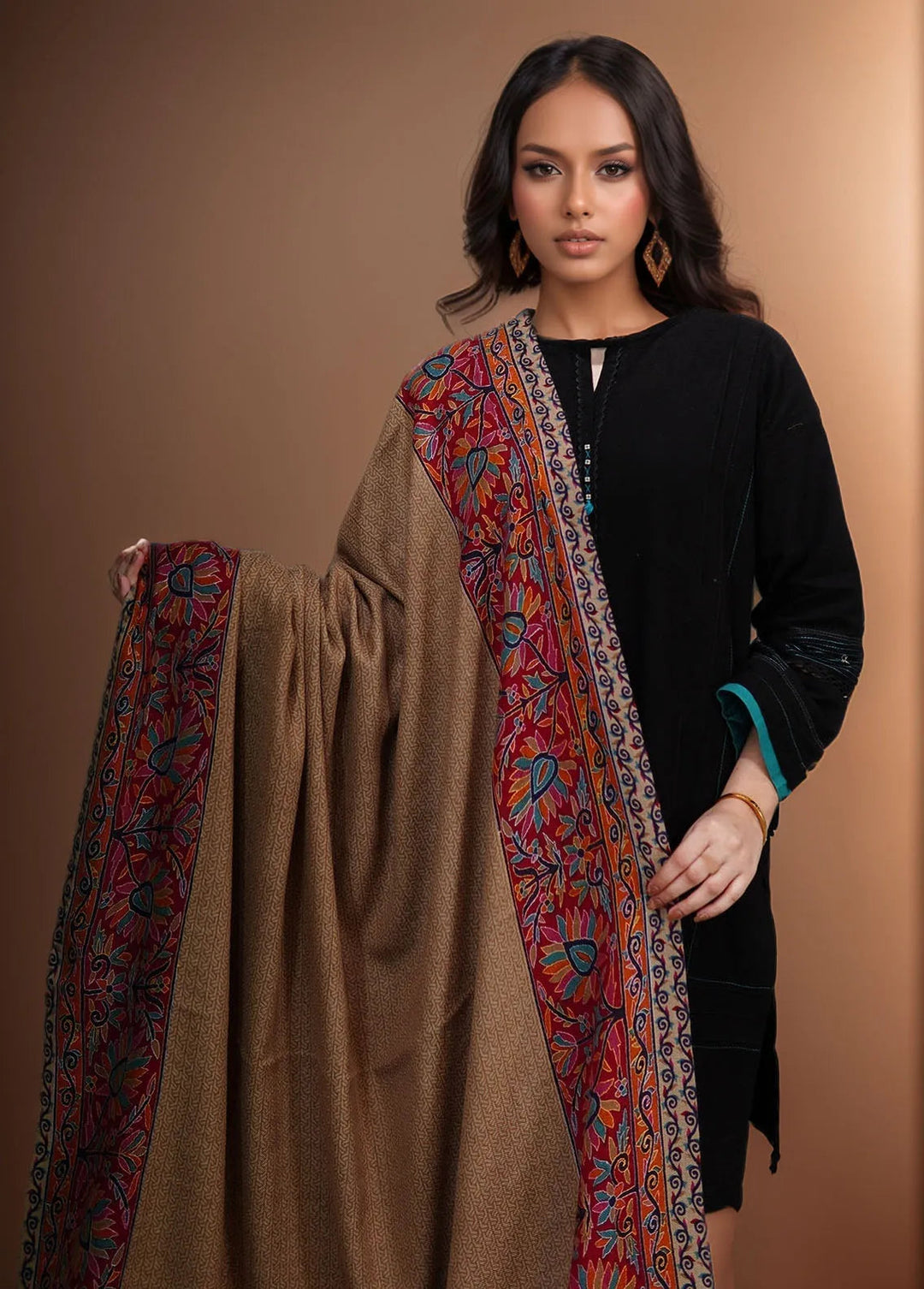 Sanaulla Exclusive Range Pashmina Shawl KPS D-52 Multi 13 - Winter Collection