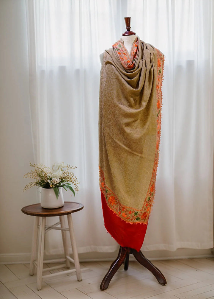 Sanaulla Exclusive Range Pashmina Shawl KPS D-55 Beige - Winter Collection