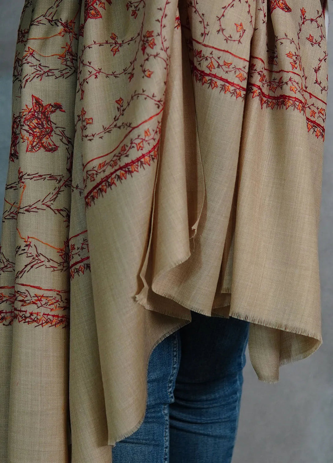 Sanaulla Exclusive Range Pashmina Shawl KPS D-57 Light Brown - Winter Collection