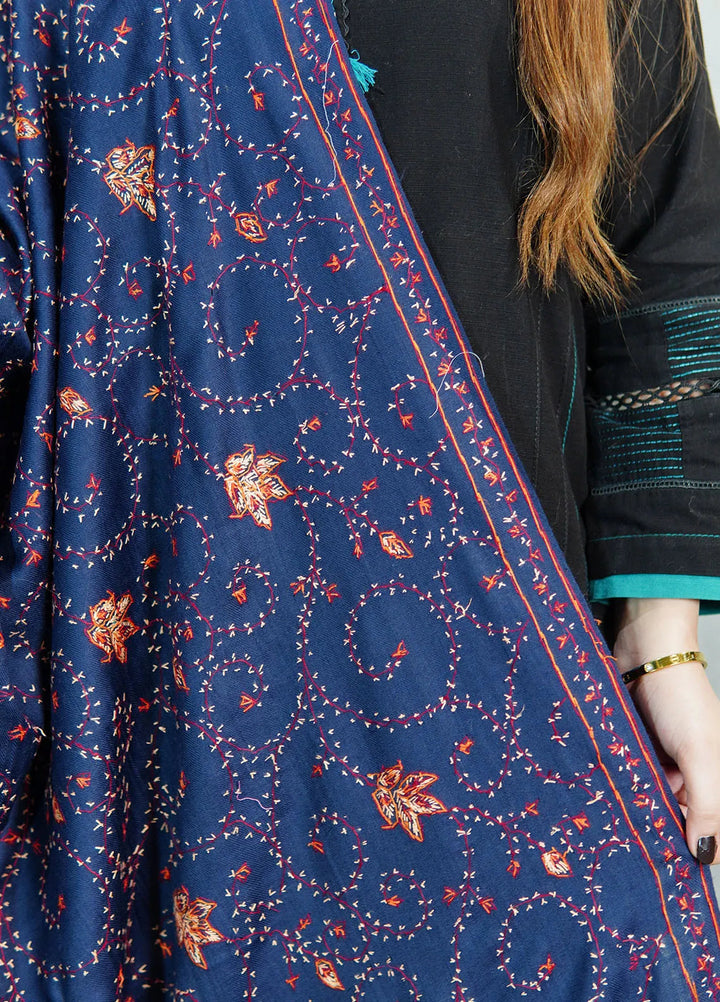 Sanaulla Exclusive Range Pashmina Shawl KPS D-57 Navy Blue - Winter Collection