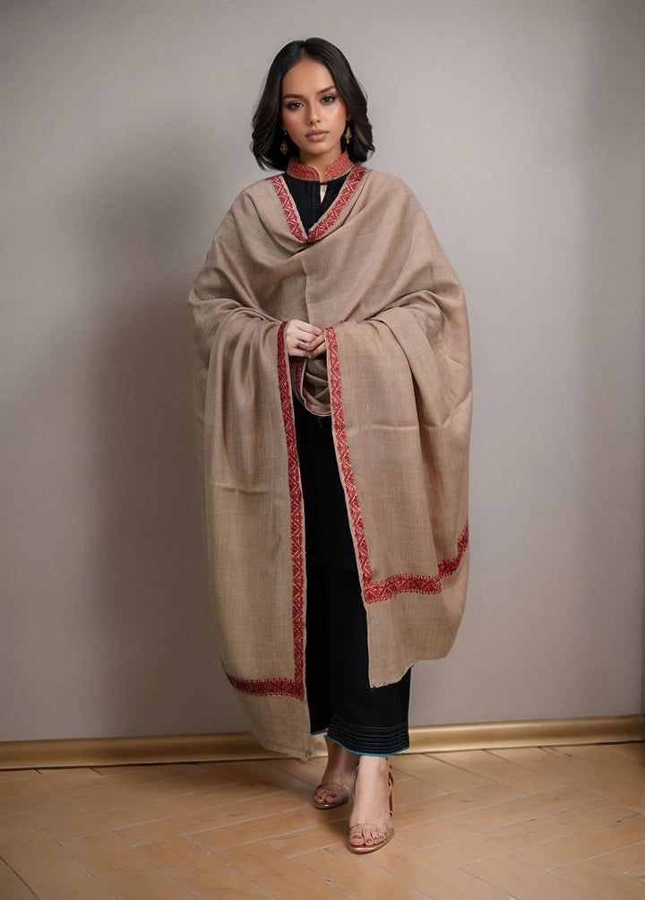 Sanaulla Exclusive Range Pashmina Shawl KPS D-59 Brown - Winter Collection
