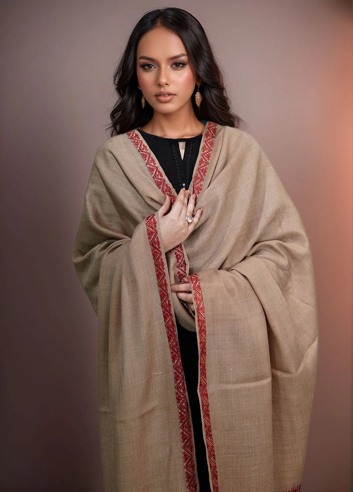 Sanaulla Exclusive Range Pashmina Shawl KPS D-59 Brown - Winter Collection