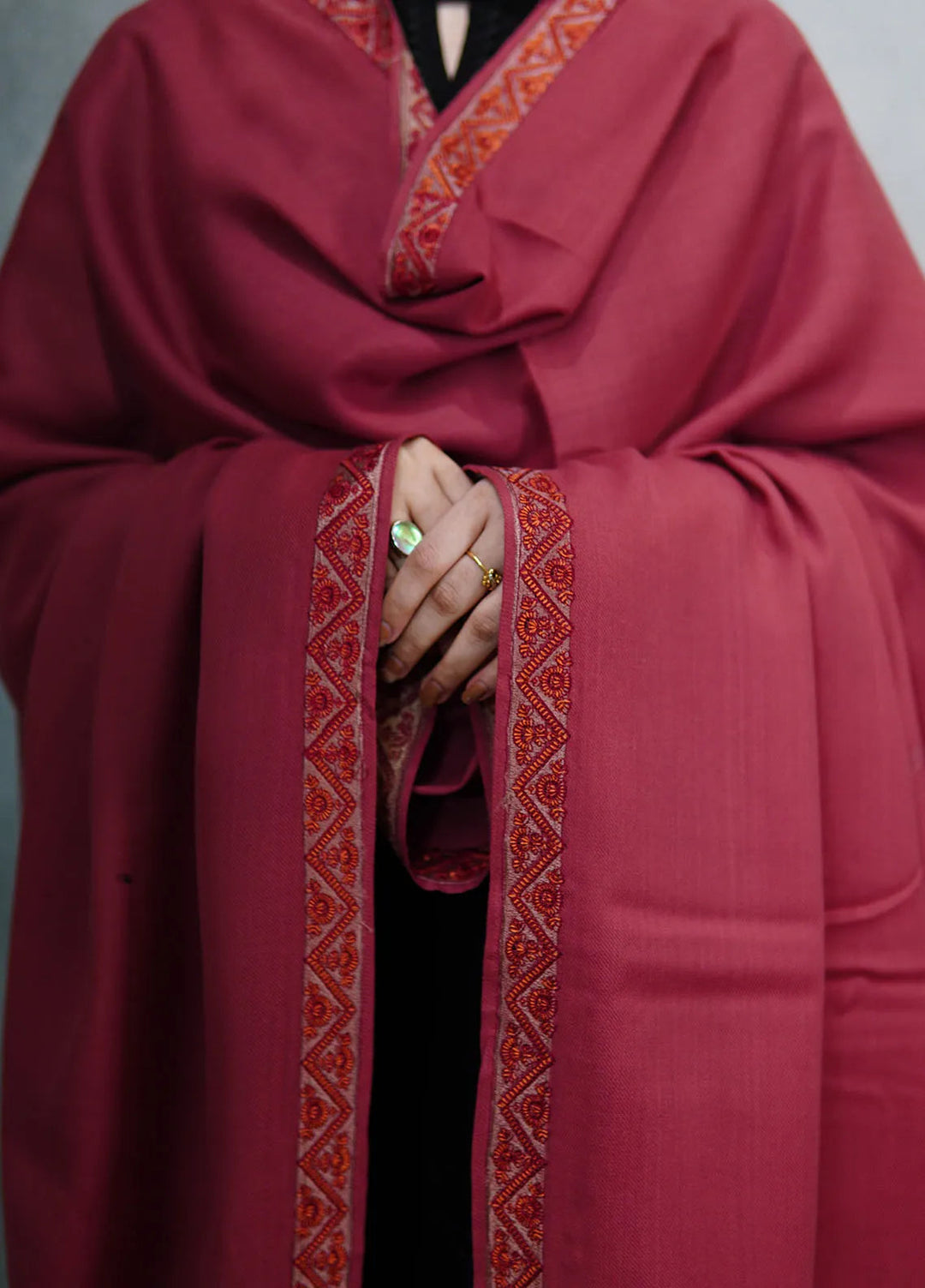 Sanaulla Exclusive Range Pashmina Shawl KPS D-59 Dark Pink - Winter Collection