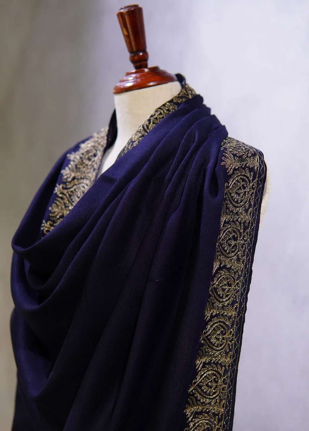 Sanaulla Exclusive Range Pashmina Shawl KPS D-63 Navy Blue - Winter Collection