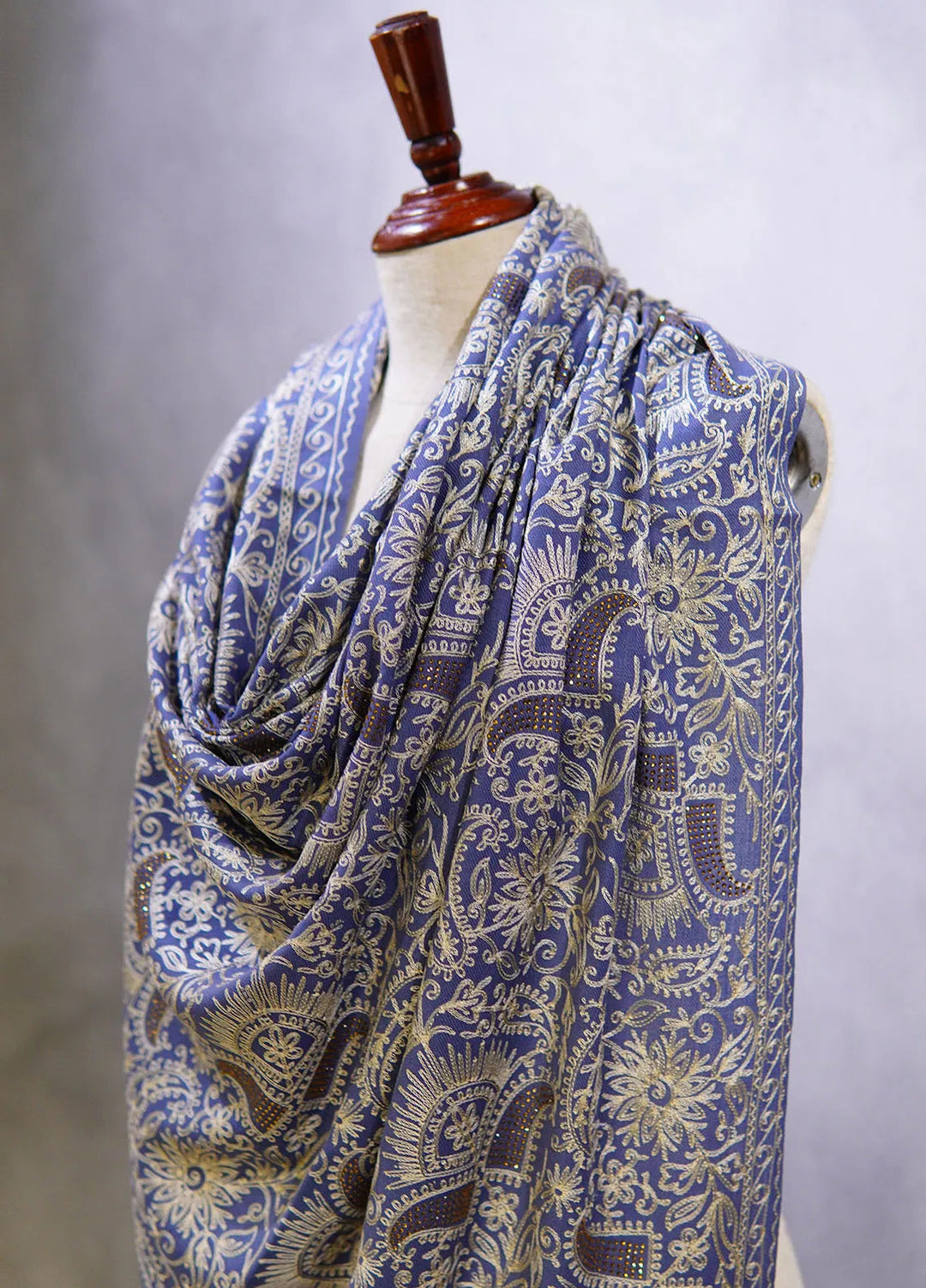 Sanaulla Exclusive Range Pashmina Shawl MAMA D-1 Light Blue - Winter Collection