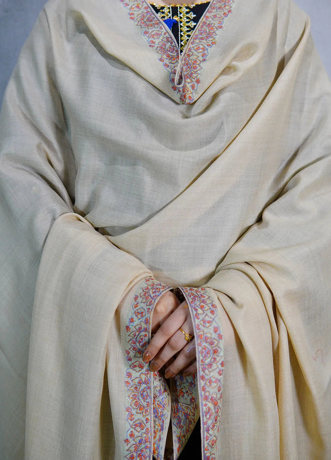 Sanaulla Exclusive Range Pashmina Shawl MAMA D-11 Fawn 1 - Winter Collection