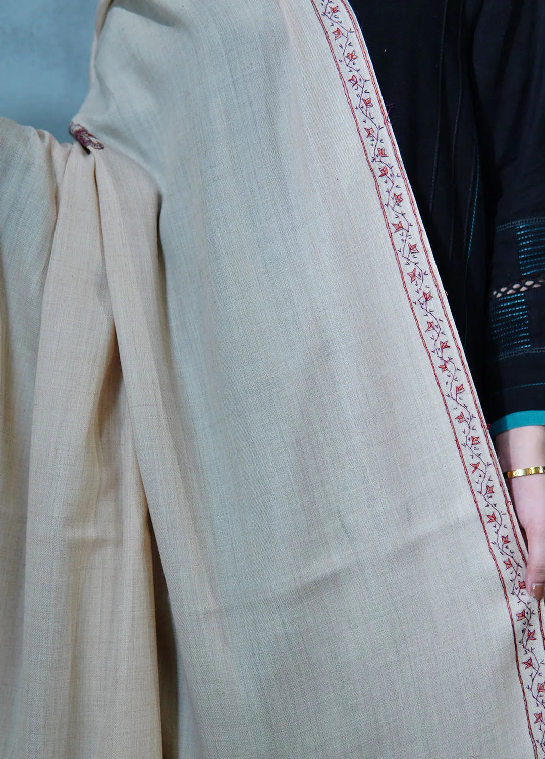 Sanaulla Exclusive Range Pashmina Shawl MAMA D-13 Fawn 2 - Winter Collection