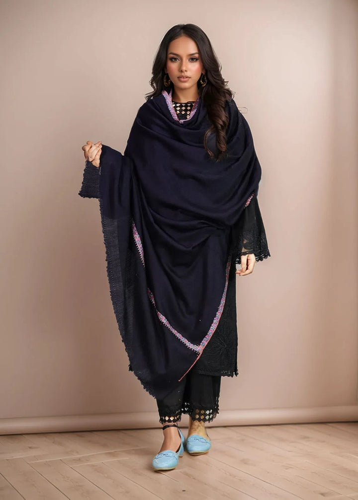 Sanaulla Exclusive Range Pashmina Shawl MAMA D-2 Black - Winter Collection