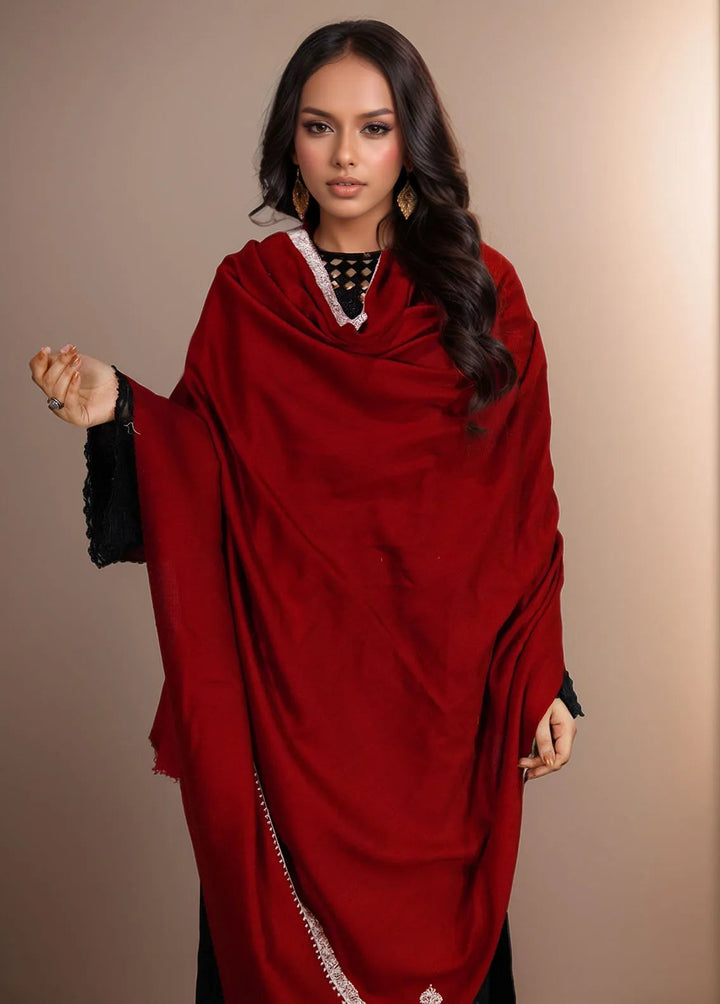 Sanaulla Exclusive Range Pashmina Shawl MAMA D-2 Mehroon 1 - Winter Collection