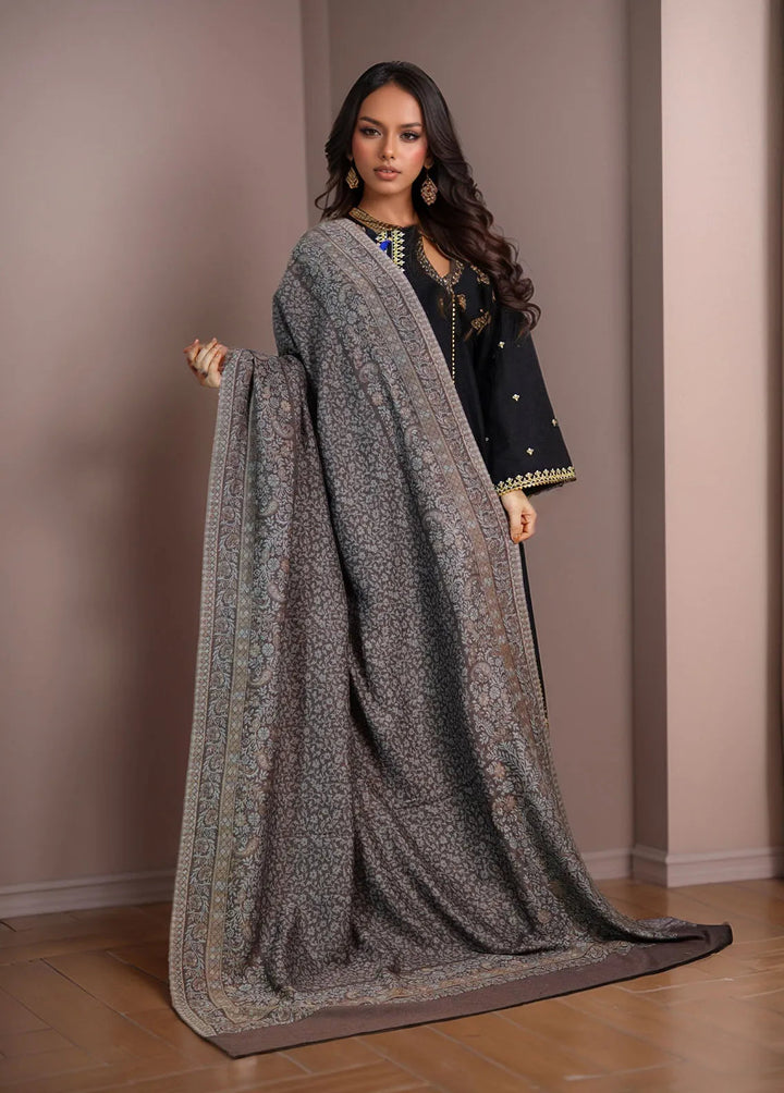 Sanaulla Exclusive Range Pashmina Shawl MAMA D-24 Dark Brown - Winter Collection