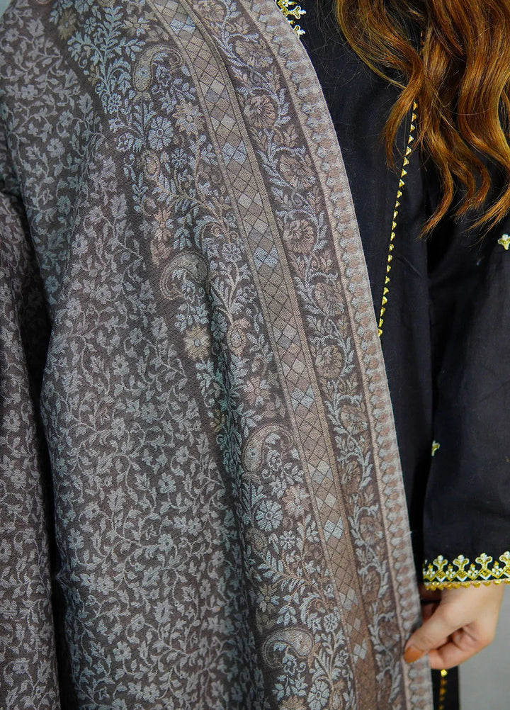 Sanaulla Exclusive Range Pashmina Shawl MAMA D-24 Dark Brown - Winter Collection