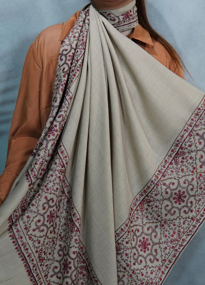 Sanaulla Exclusive Range Pashmina Shawl MAMA D-5 Beige - Winter Collection