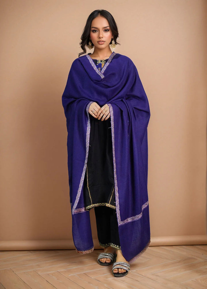 Sanaulla Exclusive Range Pashmina Shawl MAMA D-6 Blue - Winter Collection