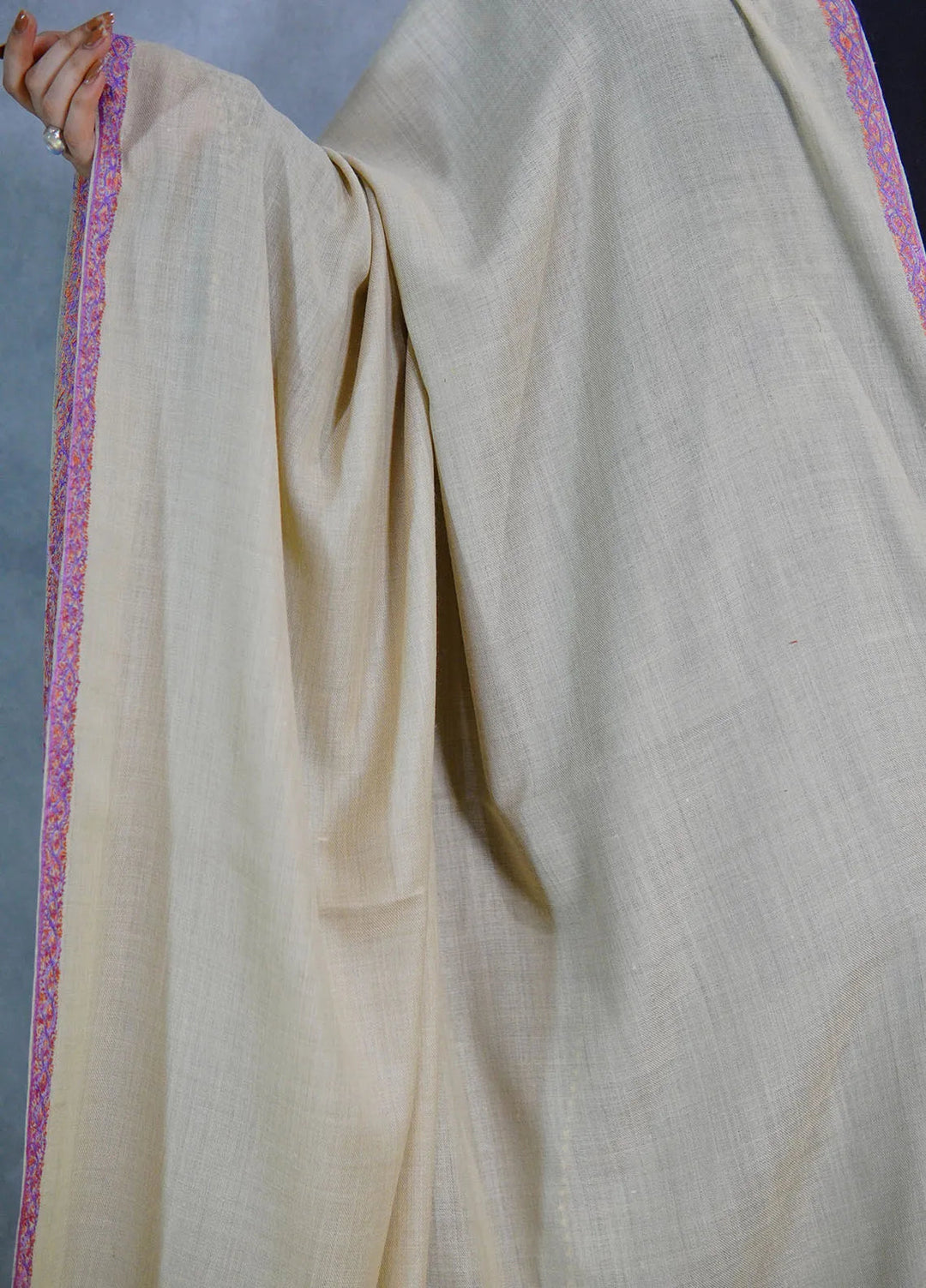 Sanaulla Exclusive Range Pashmina Shawl MAMA D-6 Fawn 1 - Winter Collection