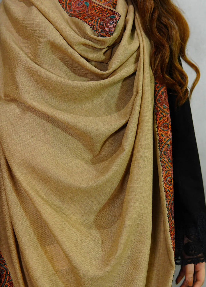 Sanaulla Exclusive Range Pashmina Shawl MAMA D-8 Brown - Winter Collection