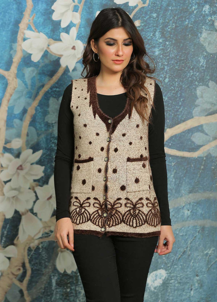 Sanaulla Exclusive Range Fancy Woolen Free Size  Sweater E887-D/Brown - Woolen Women Sweaters