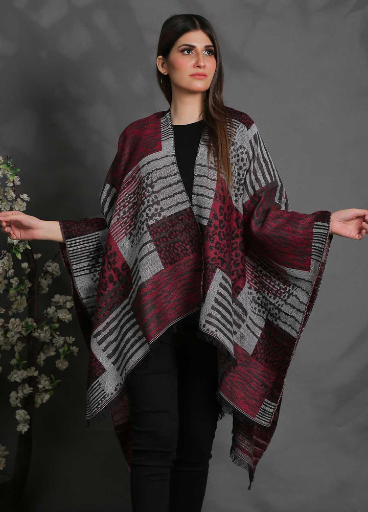 Sanaulla Exclusive Range Fancy Woolen Free Size  Cap Shawl SUE21S G-F F1935-Multi4 - Woolen Women Sweaters
