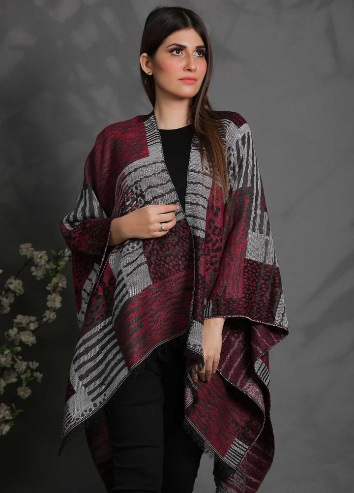 Sanaulla Exclusive Range Fancy Woolen Free Size  Cap Shawl SUE21S G-F F1935-Multi4 - Woolen Women Sweaters