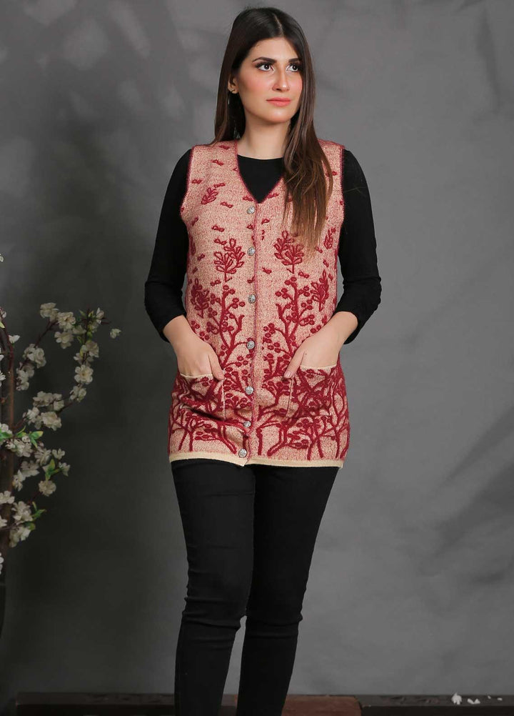 Sanaulla Exclusive Range Fancy Woolen Free Size  Sweater SUE21S G-F F20-Rust - Woolen Women Sweaters