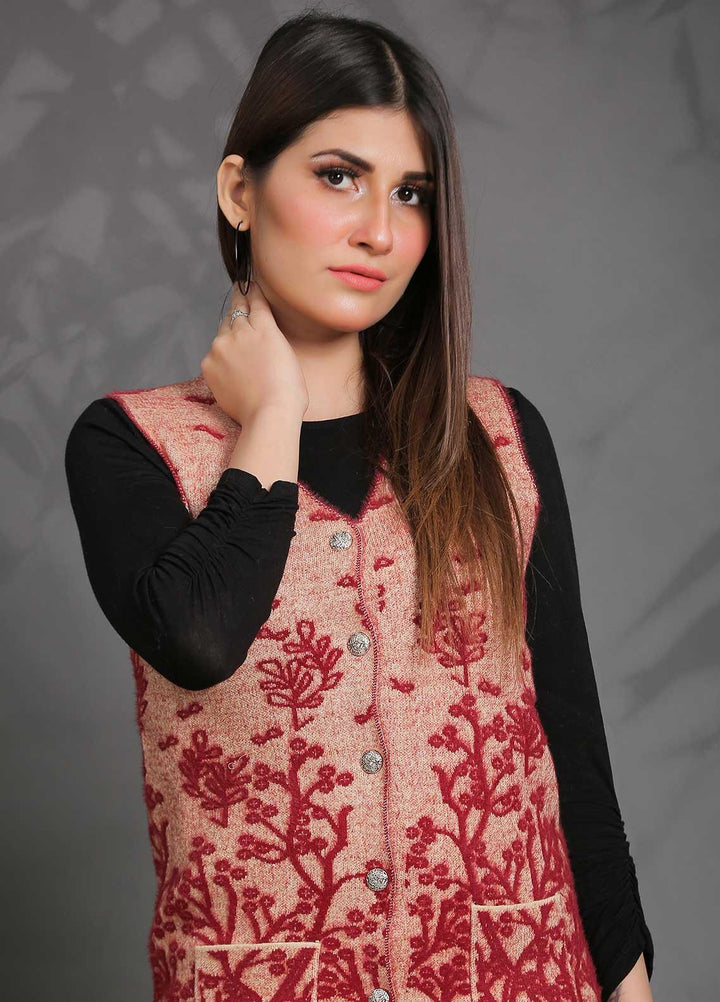 Sanaulla Exclusive Range Fancy Woolen Free Size  Sweater SUE21S G-F F20-Rust - Woolen Women Sweaters