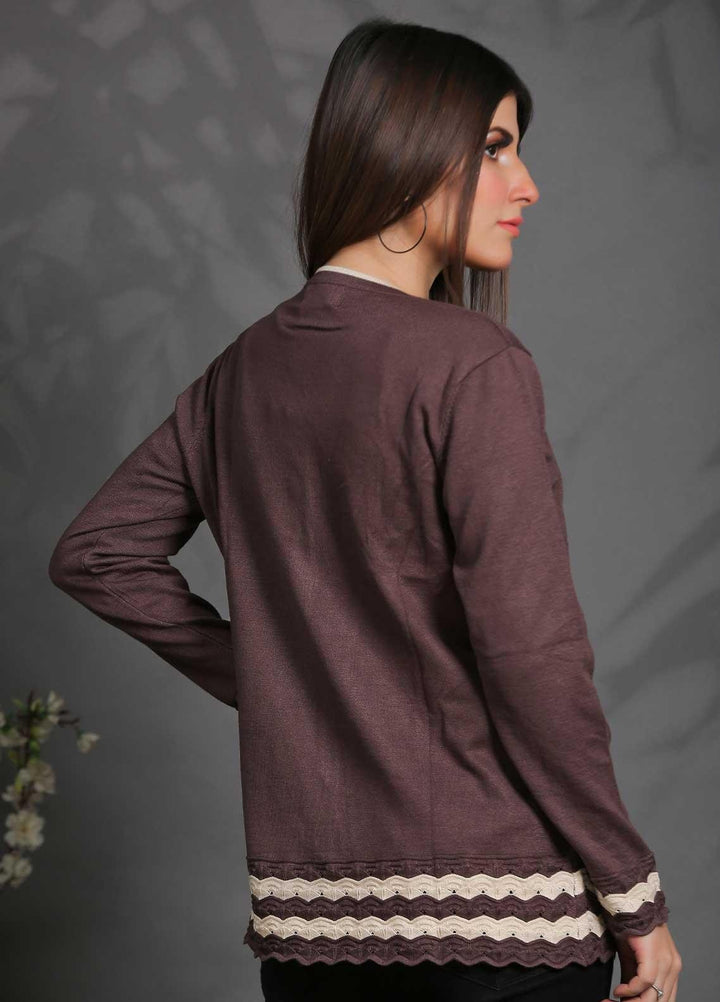 Sanaulla Exclusive Range Fancy Woolen Free Size  Sweater SUE21S G-F D8761-Brown - Woolen Women Sweaters