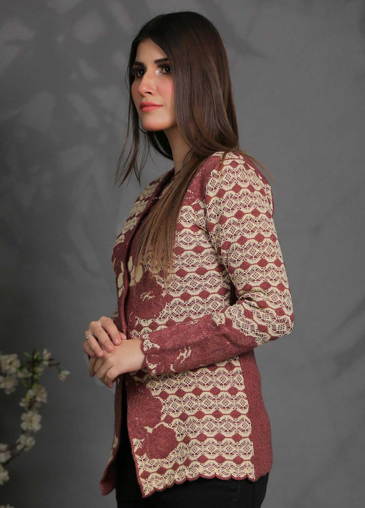 Sanaulla Exclusive Range Fancy Woolen Free Size  Sweater SUE21S G-F F181146-70-Rust - Woolen Women Sweaters