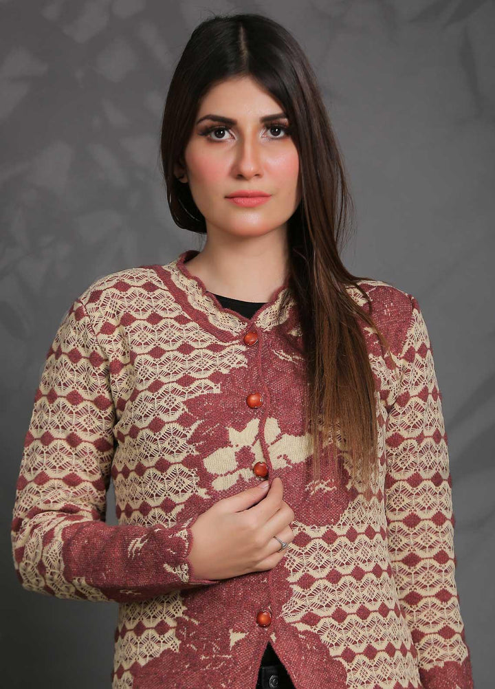 Sanaulla Exclusive Range Fancy Woolen Free Size  Sweater SUE21S G-F F181146-70-Rust - Woolen Women Sweaters