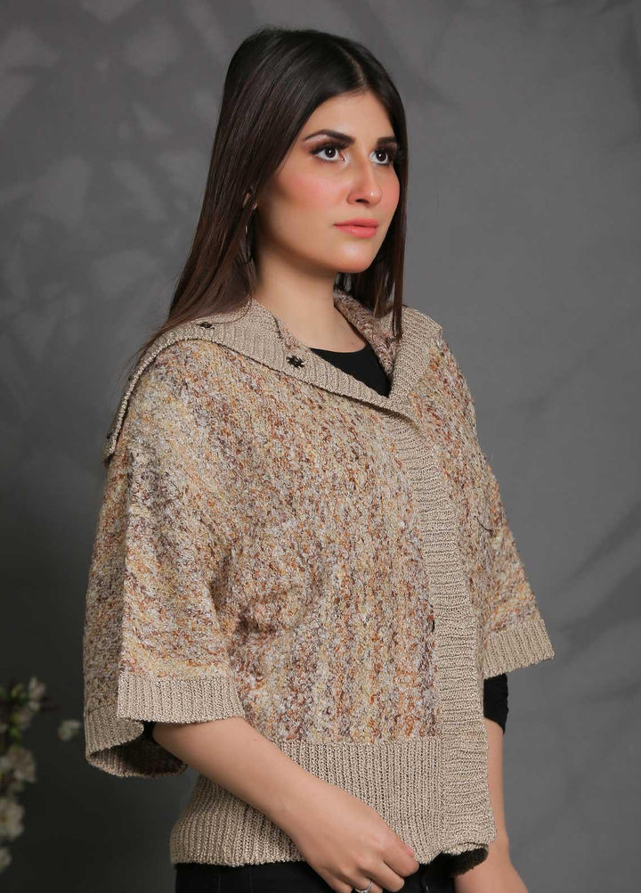 Sanaulla Exclusive Range Fancy Woolen Free Size  Sweater SUE21S G-F A10040-Fawn - Woolen Women Sweaters