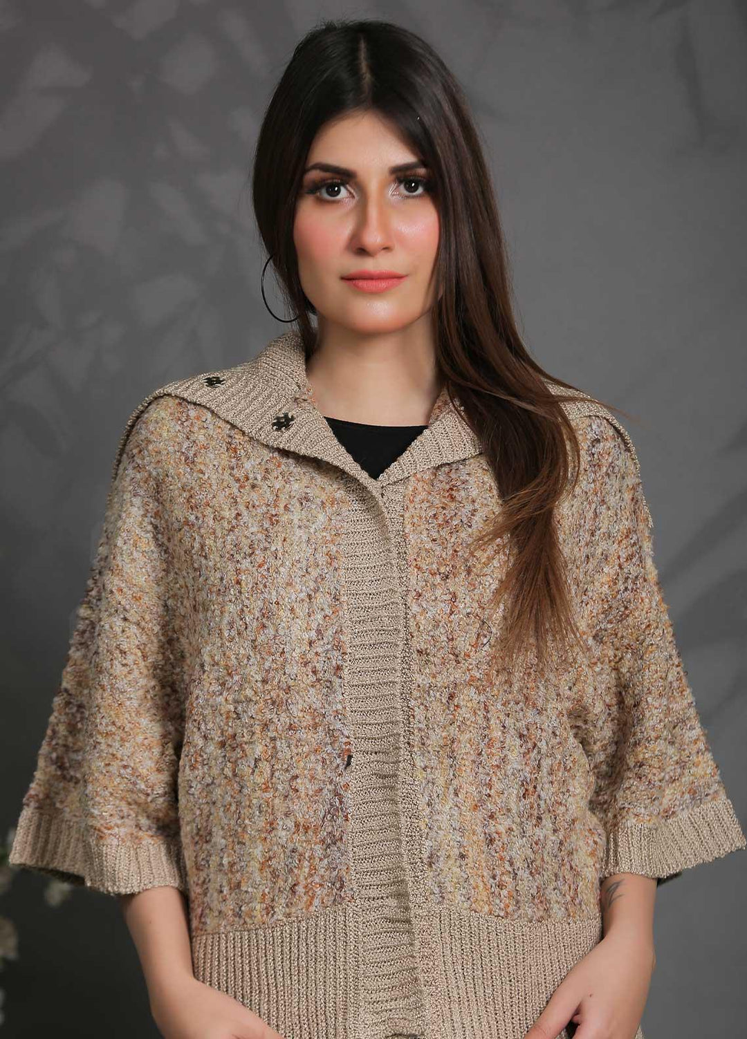 Sanaulla Exclusive Range Fancy Woolen Free Size  Sweater SUE21S G-F A10040-Fawn - Woolen Women Sweaters
