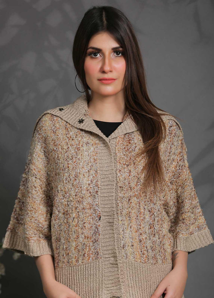 Sanaulla Exclusive Range Fancy Woolen Free Size  Sweater SUE21S G-F A10040-Fawn - Woolen Women Sweaters