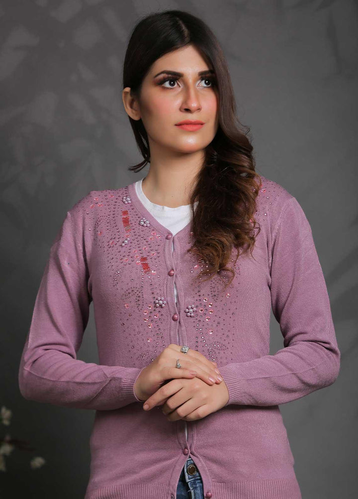 Sanaulla Exclusive Range Fancy Woolen Free Size  Sweater SUE21S G-F E7018-Purple - Woolen Women Sweaters