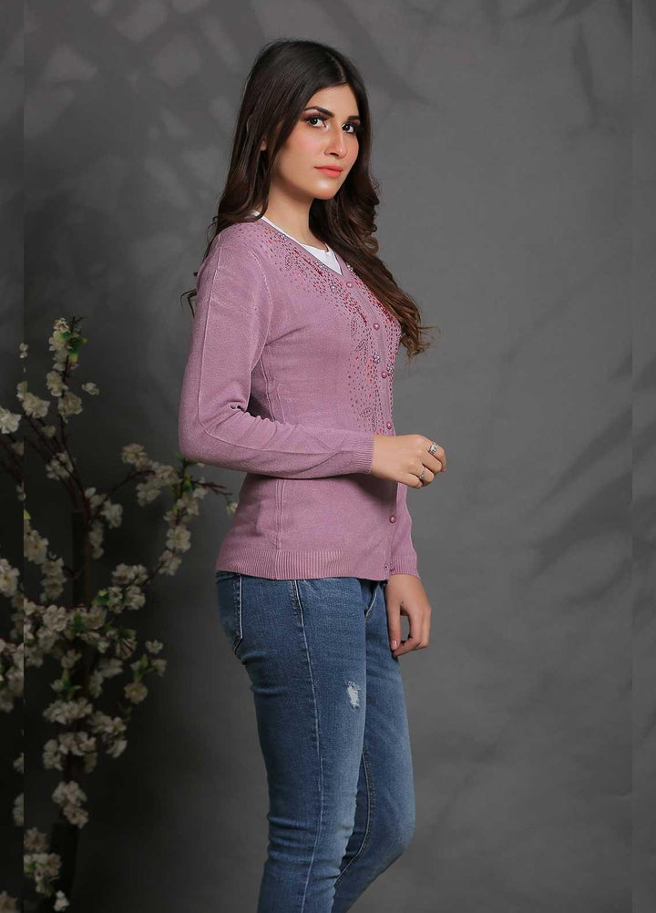 Sanaulla Exclusive Range Fancy Woolen Free Size  Sweater SUE21S G-F E7018-Purple - Woolen Women Sweaters