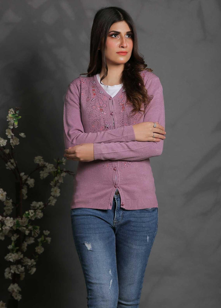 Sanaulla Exclusive Range Fancy Woolen Free Size  Sweater SUE21S G-F E7018-Purple - Woolen Women Sweaters
