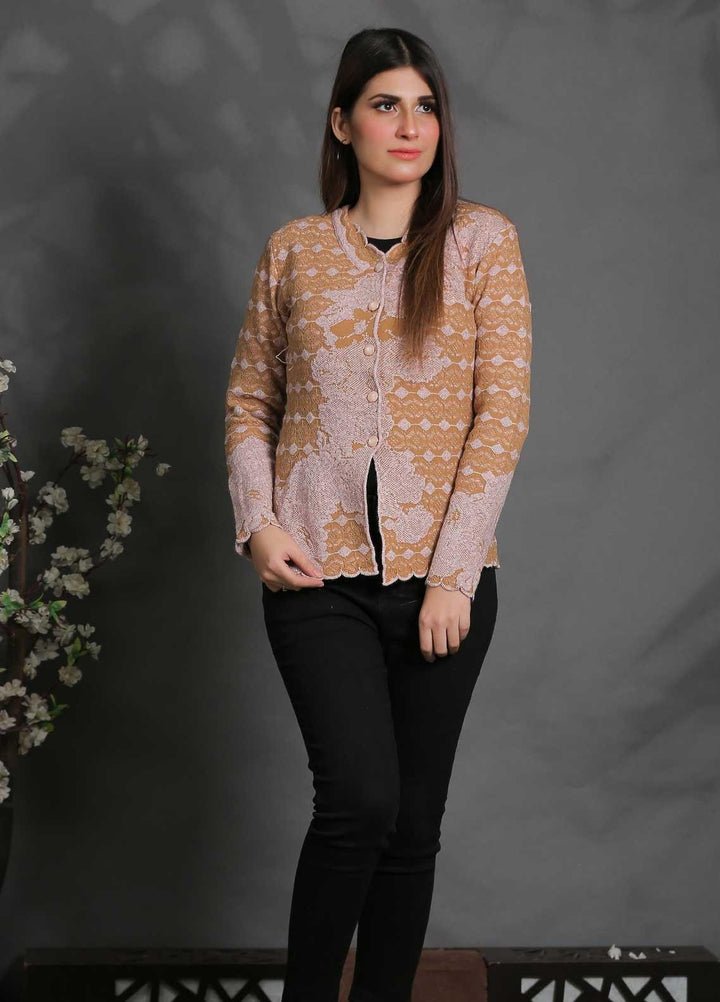 Sanaulla Exclusive Range Fancy Woolen Free Size  Sweater SUE21S G-F F181146-60-L Brown - Woolen Women Sweaters