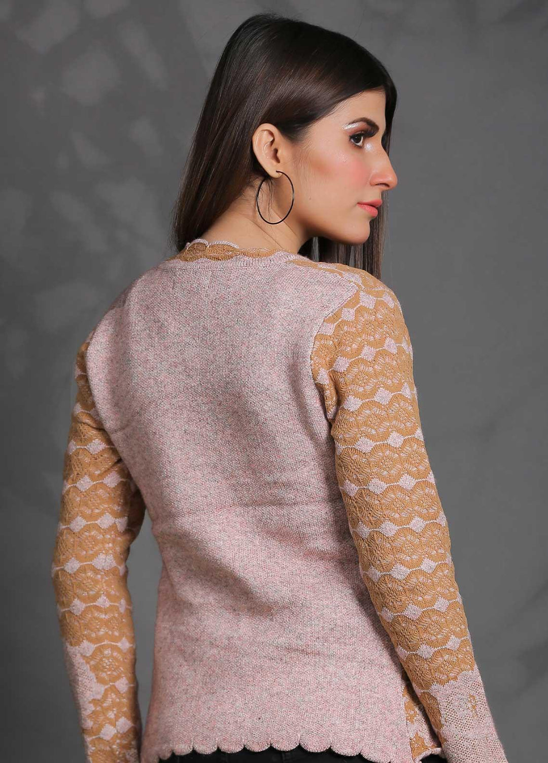 Sanaulla Exclusive Range Fancy Woolen Free Size  Sweater SUE21S G-F F181146-60-L Brown - Woolen Women Sweaters