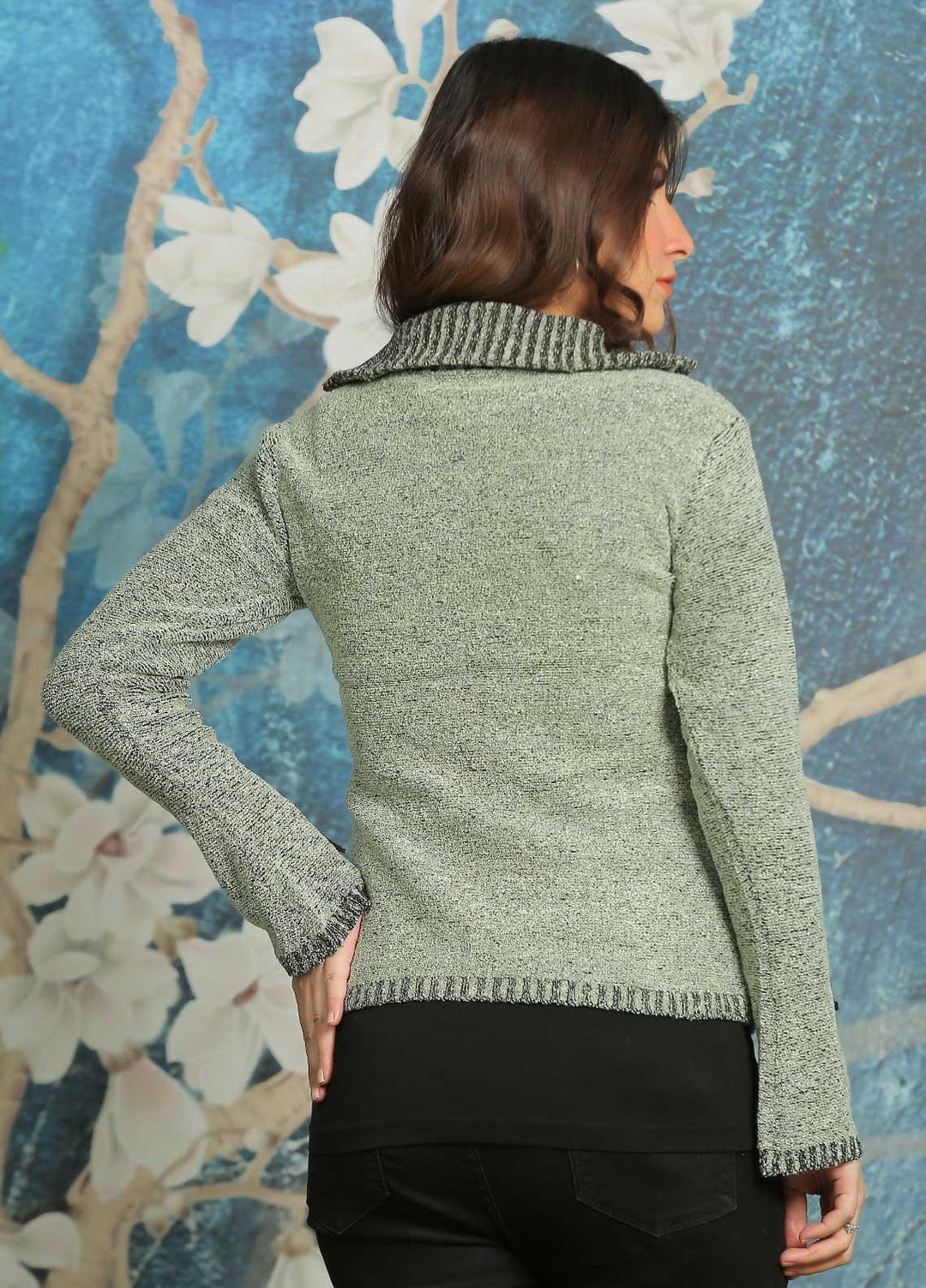 Sanaulla Exclusive Range Fancy Woolen Free Size  Sweater A2231-Green - Woolen Women Sweaters