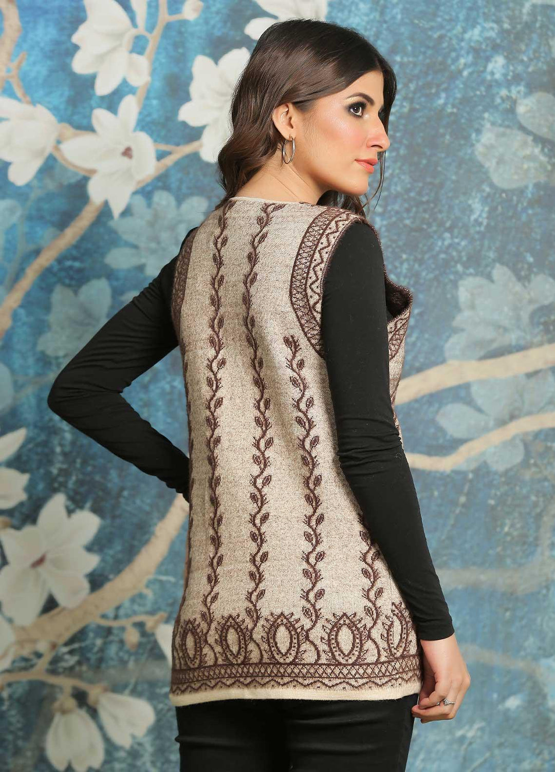 Sanaulla Exclusive Range Fancy Woolen Free Size  Sweater F16-Brown - Woolen Women Sweaters