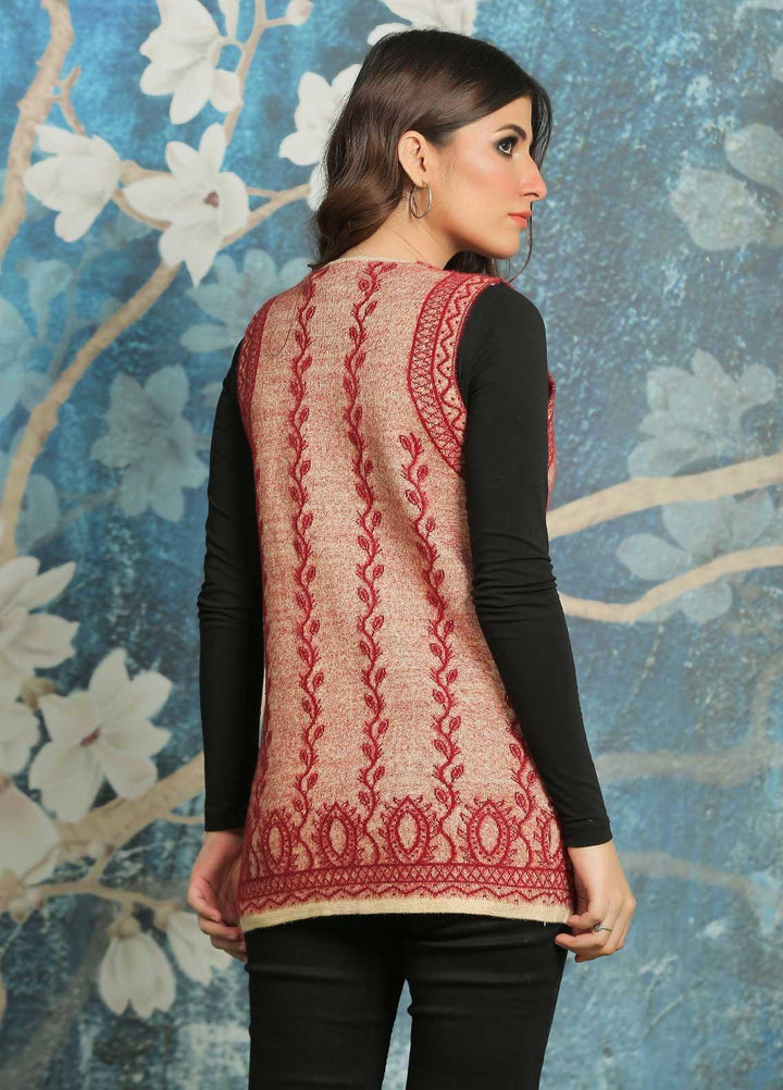 Sanaulla Exclusive Range Fancy Woolen Free Size  Sweater F16-Rust1 - Woolen Women Sweaters