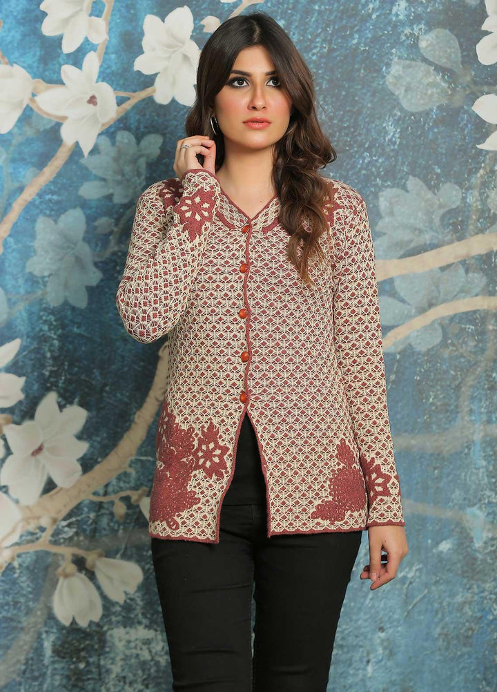 Sanaulla Exclusive Range Fancy Woolen Free Size  Sweater F181130-70-Rust - Woolen Women Sweaters