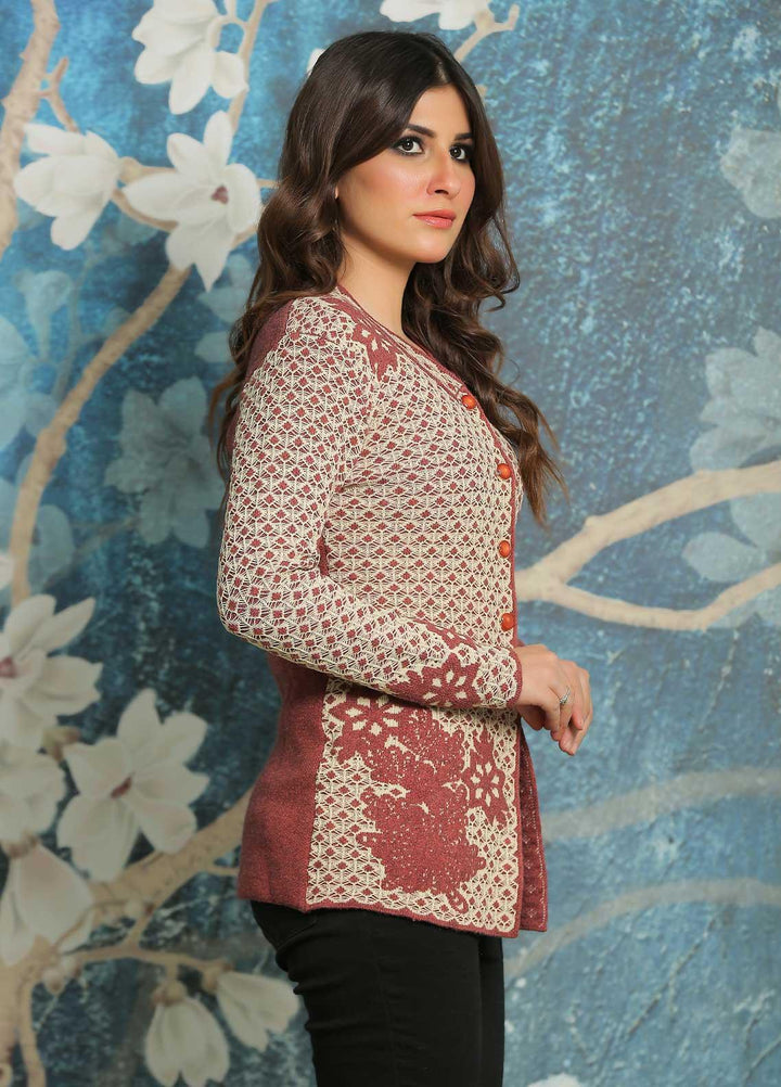 Sanaulla Exclusive Range Fancy Woolen Free Size  Sweater F181130-70-Rust - Woolen Women Sweaters