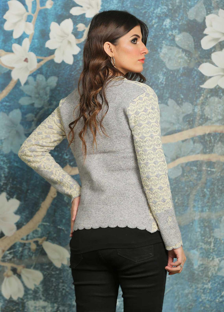 Sanaulla Exclusive Range Fancy Woolen Free Size  Sweater F181146-60-Grey - Woolen Women Sweaters