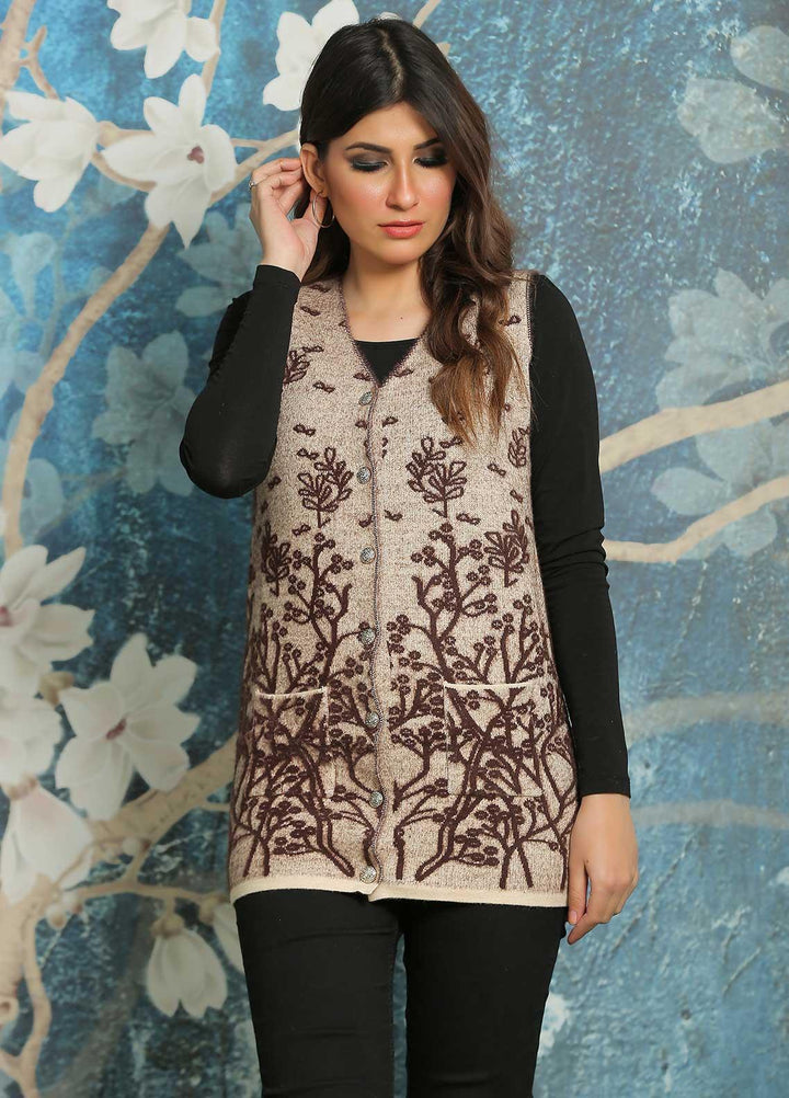 Sanaulla Exclusive Range Fancy Woolen Free Size  Sweater F20-Brown - Woolen Women Sweaters
