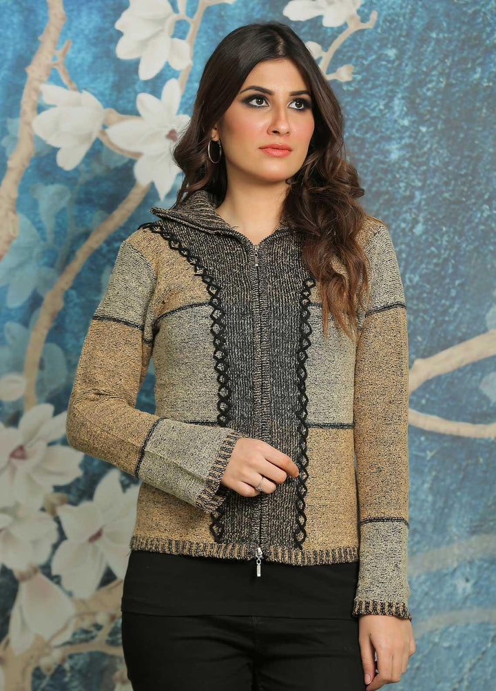 Sanaulla Exclusive Range Fancy Woolen Free Size  Sweater F2232-L Grey - Woolen Women Sweaters