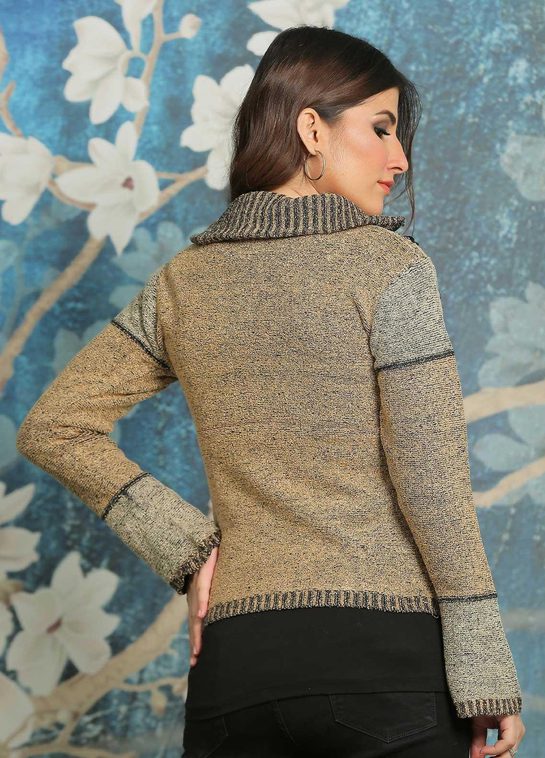 Sanaulla Exclusive Range Fancy Woolen Free Size  Sweater F2232-L Grey - Woolen Women Sweaters